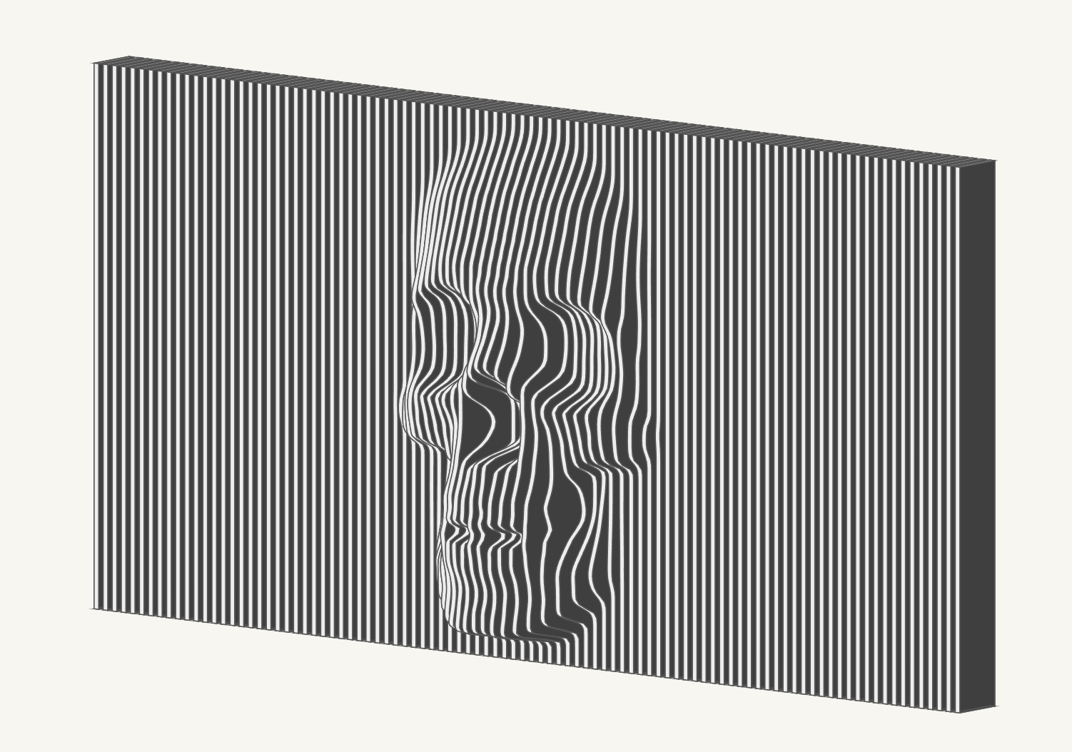 Parametric slat wall panel with a face relief depth map