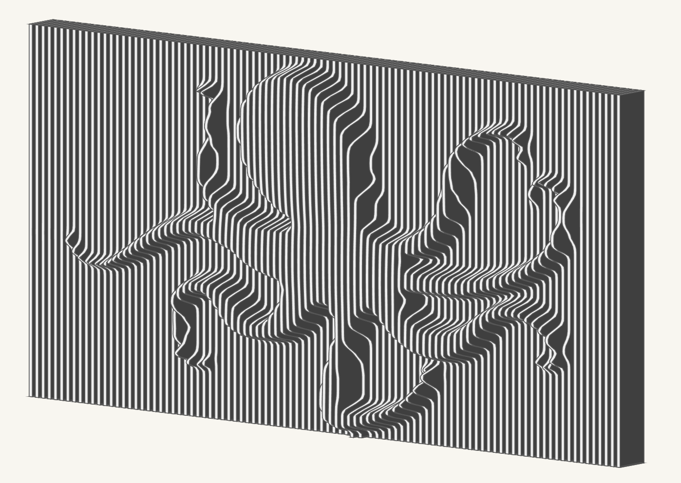 Parametric slat wall panel with large geometric relief shapes